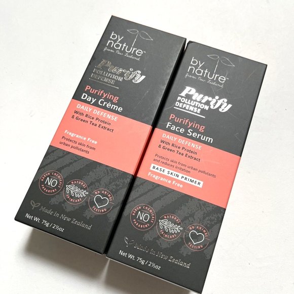 Bundle 2pc New BY NATURE Purify Pollution Defense Day Crème + Face Serum - Picture 1 of 5